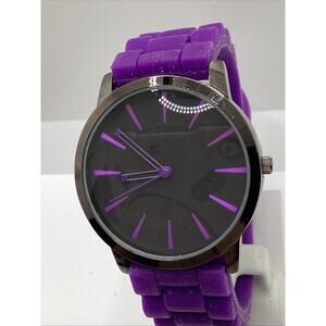 Geneva Ladies Purple And Black Tone Fashion Watch New Battery!